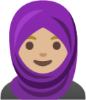 woman with headscarf: medium-light skin tone emoji