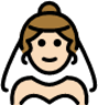 woman with veil: light skin tone emoji