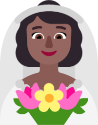 woman with veil medium dark emoji