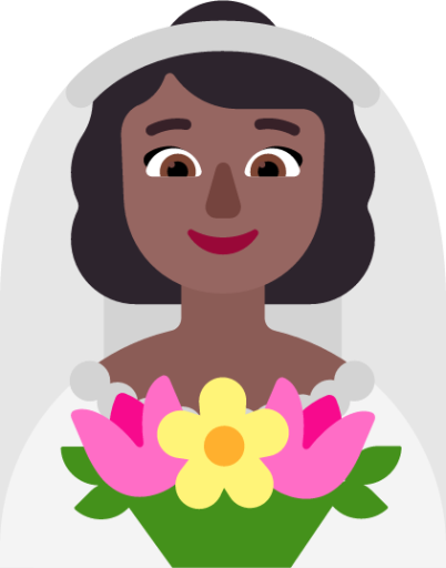 woman with veil medium dark emoji