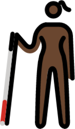 woman with white cane: dark skin tone emoji