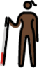 woman with white cane: dark skin tone emoji