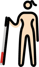 woman with white cane: light skin tone emoji