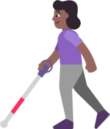 woman with white cane medium dark emoji