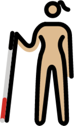woman with white cane: medium-light skin tone emoji