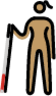 woman with white cane: medium skin tone emoji