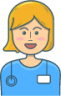 women doctor happy blond blue illustration