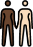 women holding hands: dark skin tone, light skin tone emoji