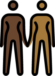 women holding hands: dark skin tone, medium-dark skin tone emoji