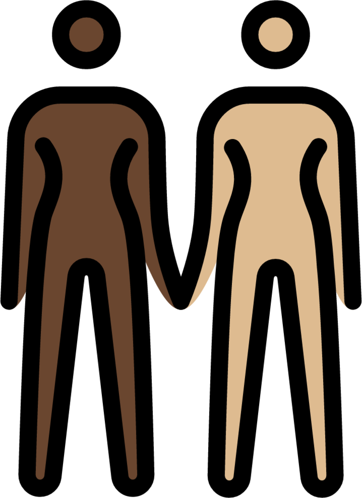 women holding hands: dark skin tone, medium-light skin tone emoji