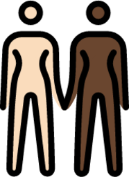 women holding hands: light skin tone, dark skin tone emoji