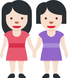 women holding hands: light skin tone emoji
