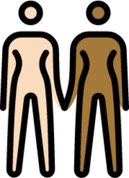 women holding hands: light skin tone, medium-dark skin tone emoji