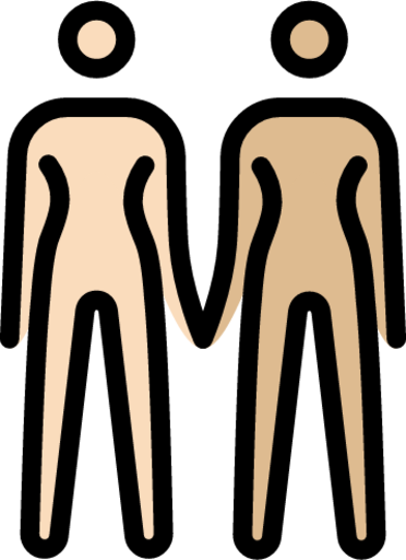 women holding hands: light skin tone, medium-light skin tone emoji