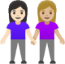 women holding hands: light skin tone, medium-light skin tone emoji
