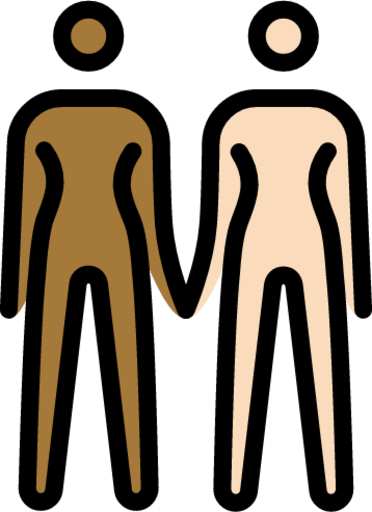 women holding hands: medium-dark skin tone, light skin tone emoji