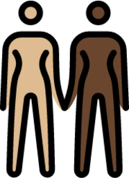 women holding hands: medium-light skin tone, dark skin tone emoji