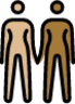women holding hands: medium-light skin tone, medium-dark skin tone emoji