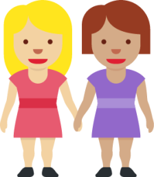 women holding hands: medium-light skin tone, medium skin tone emoji