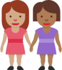 women holding hands: medium skin tone, medium-dark skin tone emoji