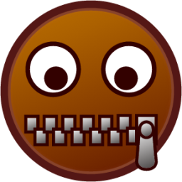 zipper mouth face (brown) emoji